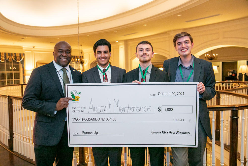 Mason President Gregory Washington poses with grand recipients at 2022 Accelerate Conference