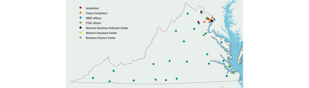 Mason has incubators and small business development centers all over Virginia